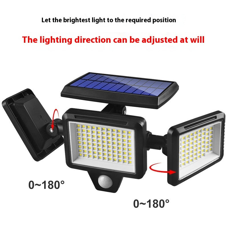 Triple-Head Solar Floodlight - Waterproof Motion Sensor LED Ligh