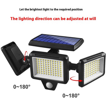 Triple-Head Solar Floodlight - Waterproof Motion Sensor LED Ligh