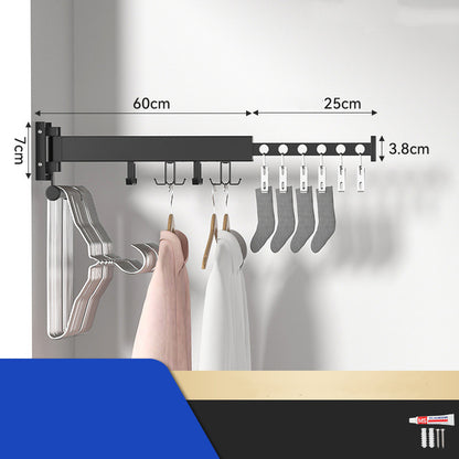 Space Saving Wall Hanger - Foldable Clothes Rack for Bedroom & Laundry