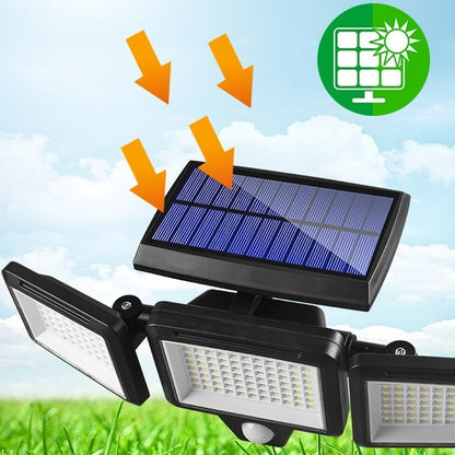 Triple-Head Solar Floodlight - Waterproof Motion Sensor LED Ligh