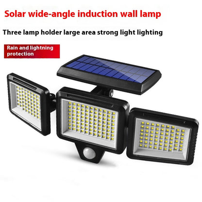 Triple-Head Solar Floodlight - Waterproof Motion Sensor LED Ligh